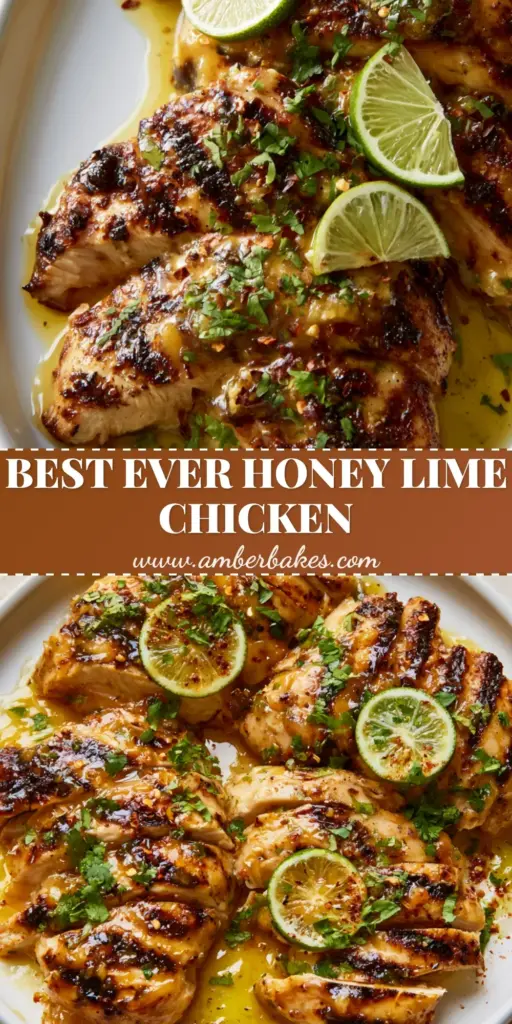 A top-down shot of sticky Honey Lime Chicken bites in a cast iron skillet with caramelized lime slices and fresh cilantro.