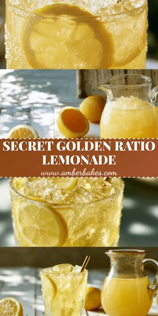 A tall glass of Classic Lemonade with a sugar-rimmed edge, ultra-thin lemon slices, and a gold metal straw on a rustic table. (Classic Lemonade)