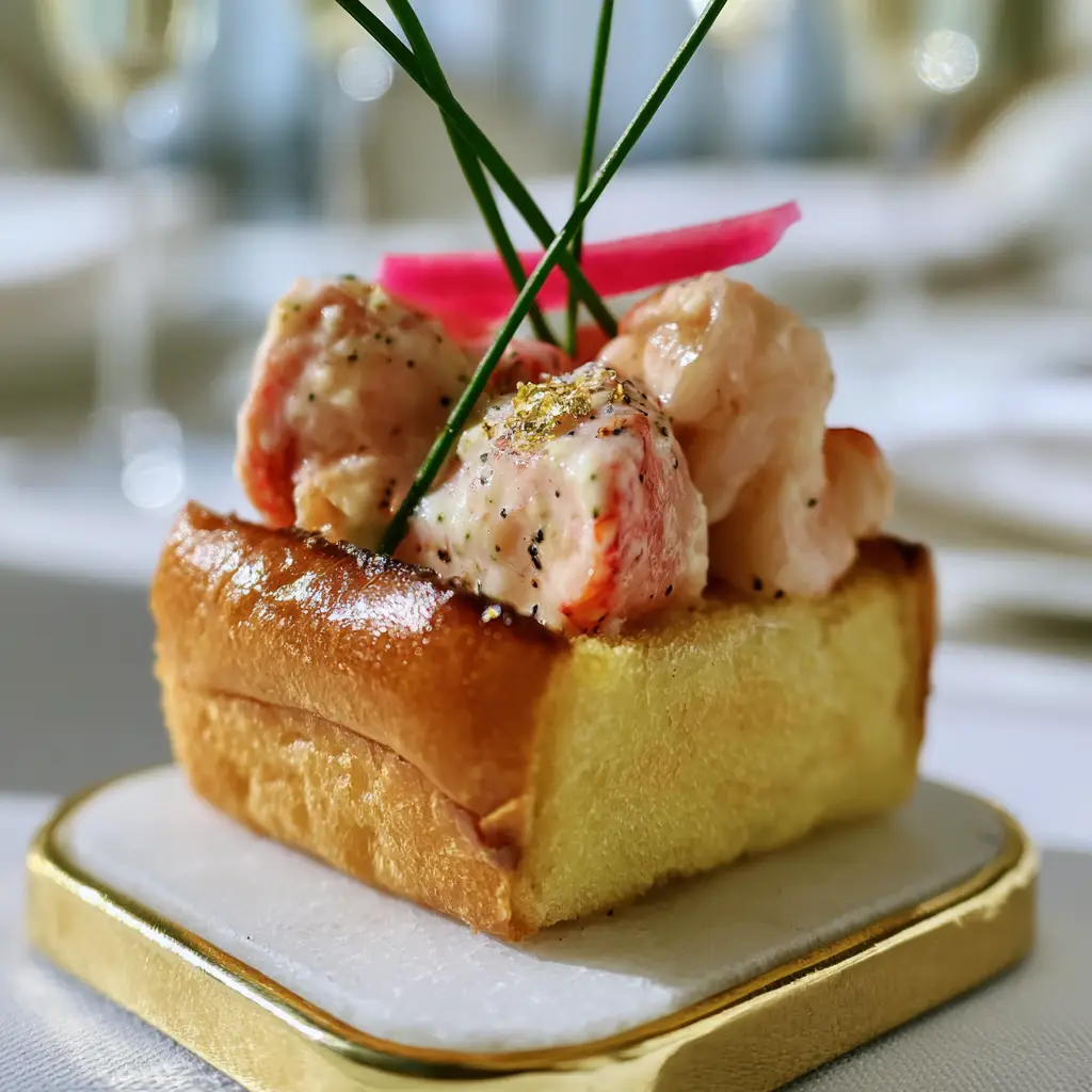 Close up of butter-toasted brioche cubes for a high-end Mini wedding menu.
