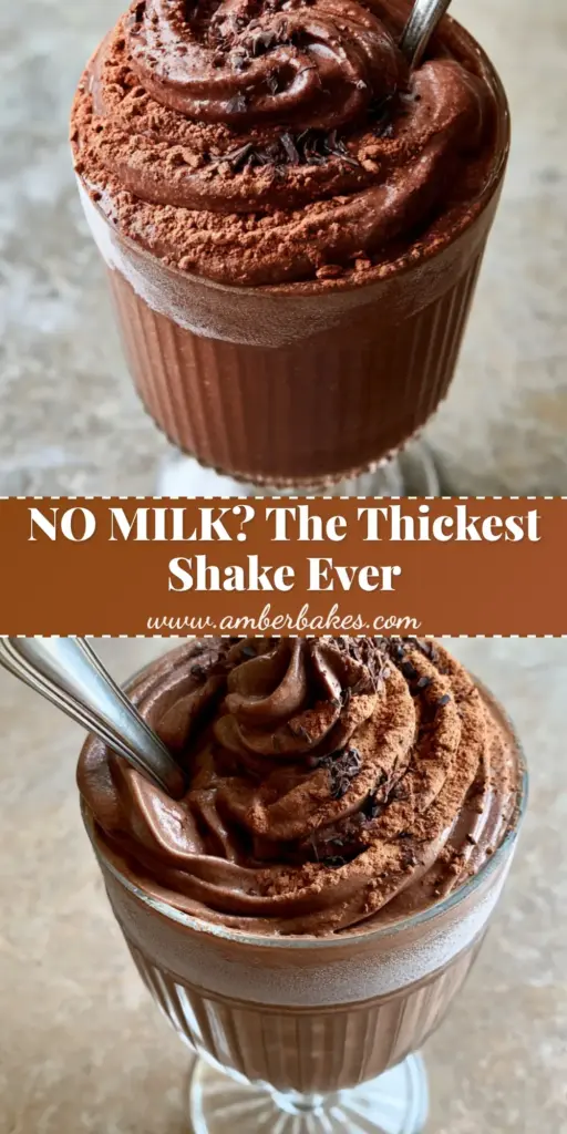 An ultra-thick chocolate milkshake in a vintage ribbed glass with a heavy silver spoon standing upright, showcasing a dense matte texture. (chocolate milkshake recipes)