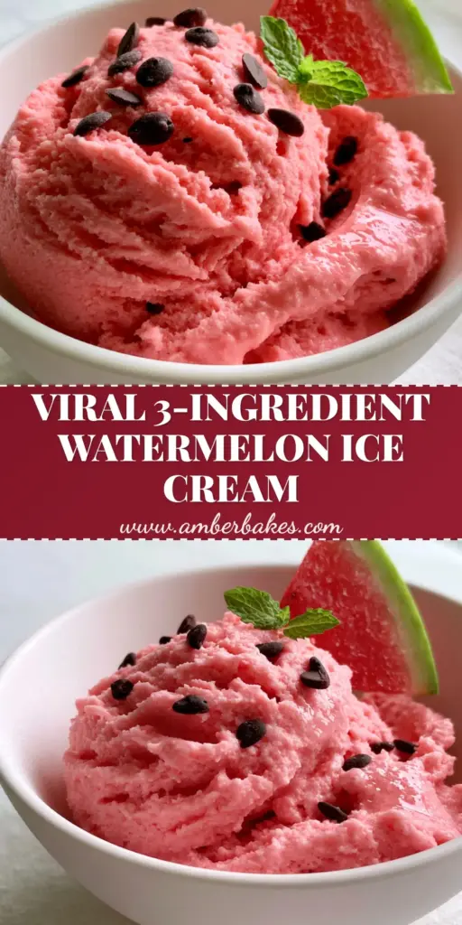 A massive, ultra-creamy scoop of vibrant pink watermelon ice cream with chocolate chip seeds in a white bowl. (watermelon ice cream)