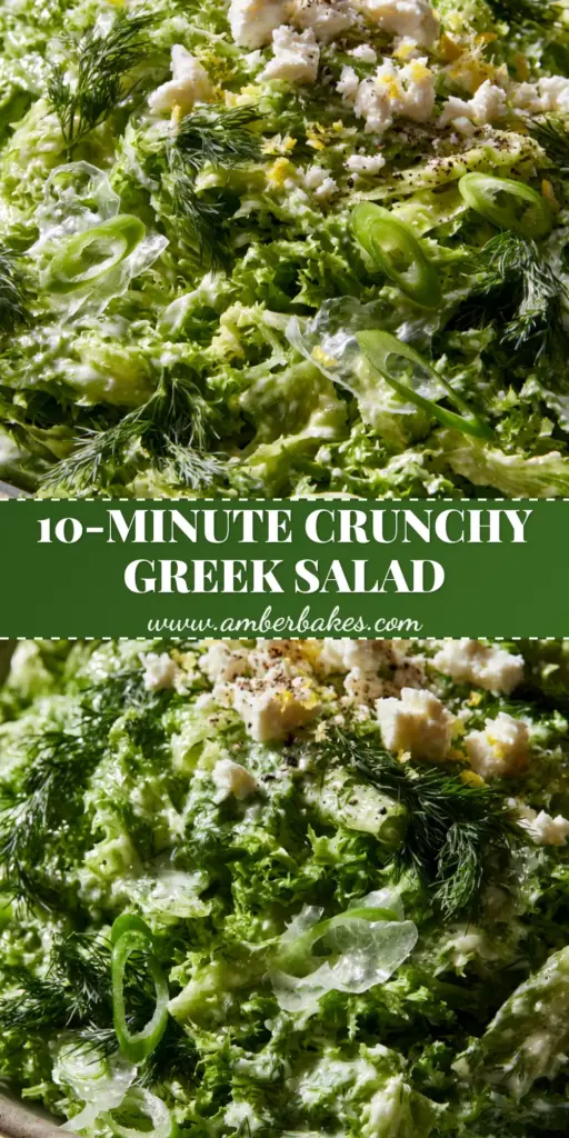 A towering mountain of Maroulosalata Greek lettuce salad in a rustic bowl, garnished with white feta crumbles and dill sprigs.