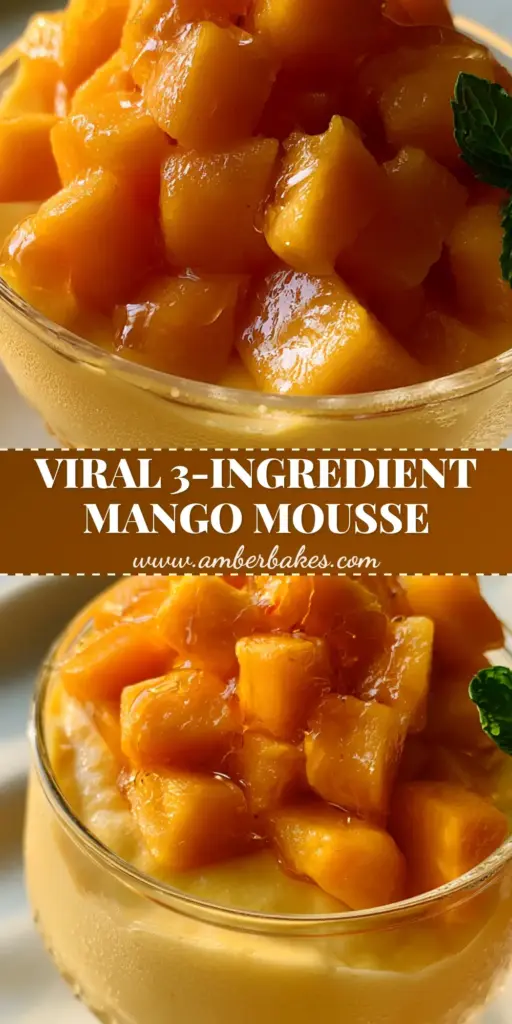 A tall crystal glass filled with silky mango mousse and a mountain of diced mangoes. (Mango dessert recipe)