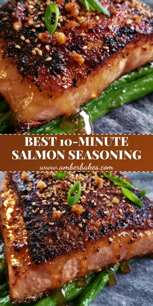 A close up of honey garlic salmon with sesame seeds and fried garlic highlighting the salmon seasoning. (salmon seasoning)