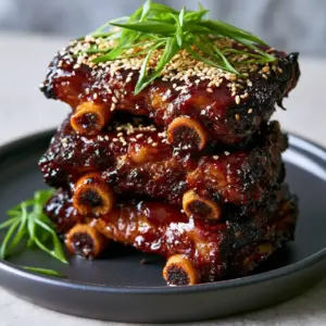 Close up of flanken-style Korean BBQ short ribs showing circular bone cross-sections and charred edges.