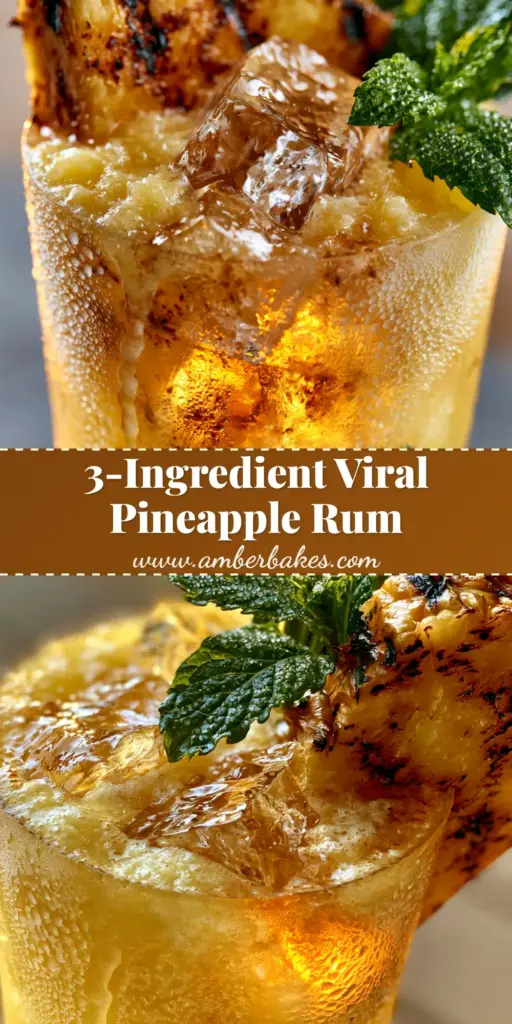 Pineapple Rum Cocktails: The Ultimate Charred Tropical Refresher 4 A close-up of pineapple rum cocktails in a frosted glass with a charred pineapple wedge and mint garnish. (pineapple rum cocktails)